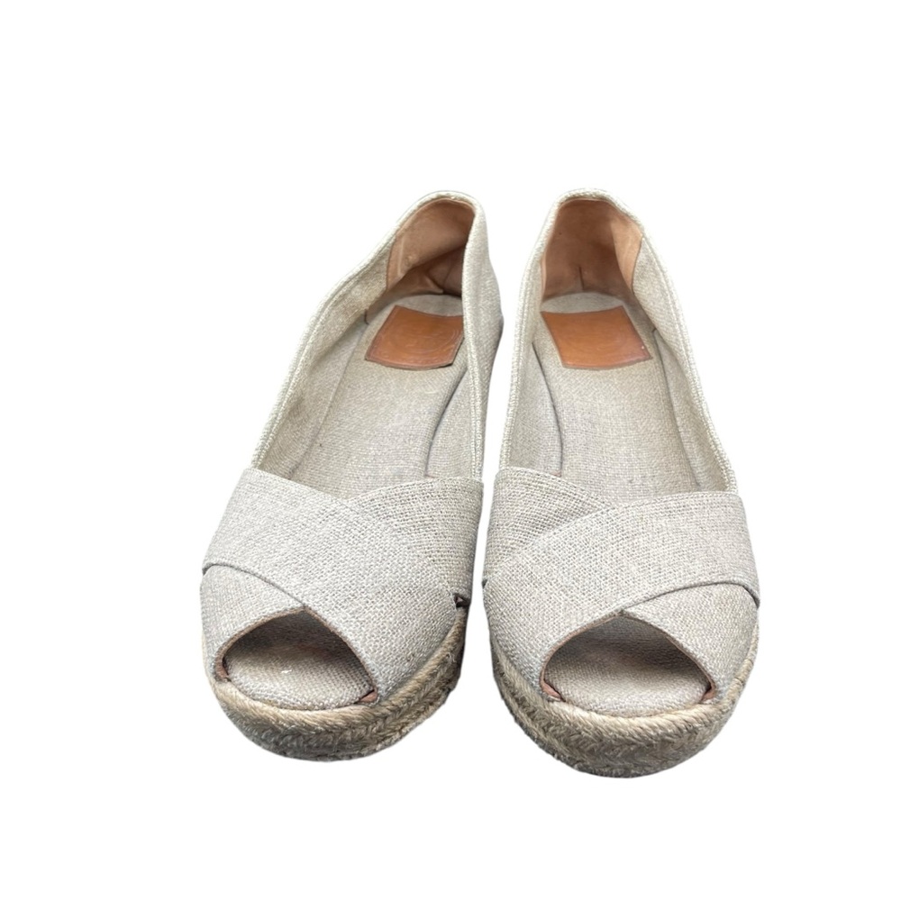Tory Burch Cream Beige Espadrille Filipa Wedges 8 B Neutral Coastal - Picture 3 of 8